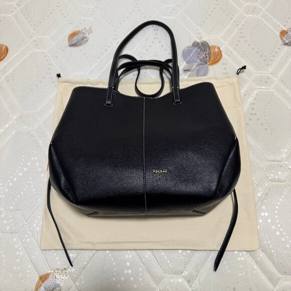 polene Cyme Edition Textured Black with Ecru Stitching - Picture 1 of 9